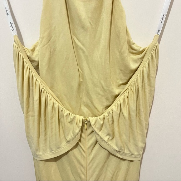 Paris Georgia Roxie Gathered Draped Halter Knit Maxi Dress Gown Butter Yellow M - Picture 12 of 16